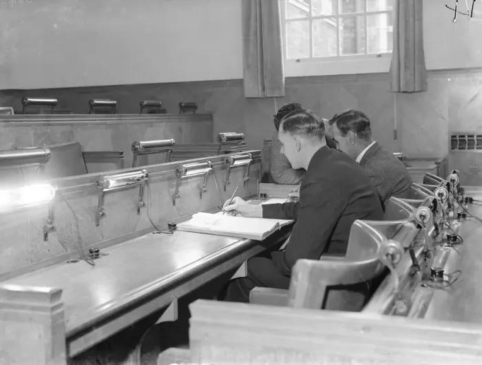 Framed Print : New juvenile court building in Bromley, London. An interior view. 1937 Framed Print : New juvenile court building in Bromley, London. An interior view. 1937