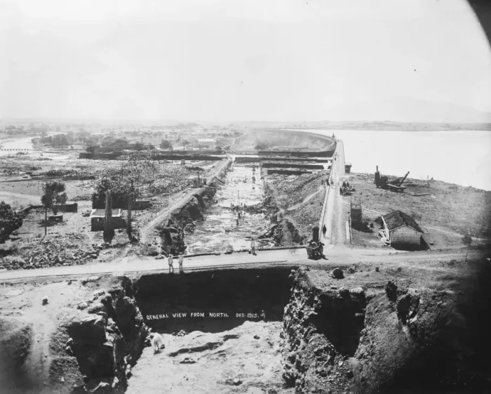 Framed Print : The new Lloyd Dam inspected by Sir William Birdwood. 17 May 1926 Framed Print : The new Lloyd Dam inspected by Sir William Birdwood. 17 May 1926