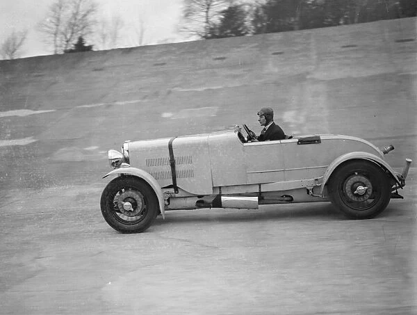 New racing car seen for the first time at Brooklands. A new racing car, the first