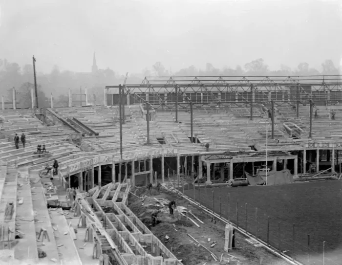 Framed Print : The New Wimbledon tennis courts The building of the new spectator stands