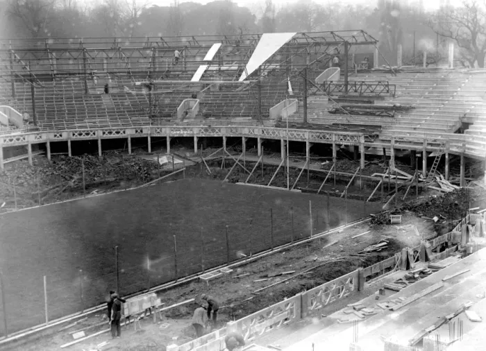 Framed Print : The New Wimbledon tennis courts The building of the stands April 1922 Framed Print : The New Wimbledon tennis courts The building of the stands April 1922