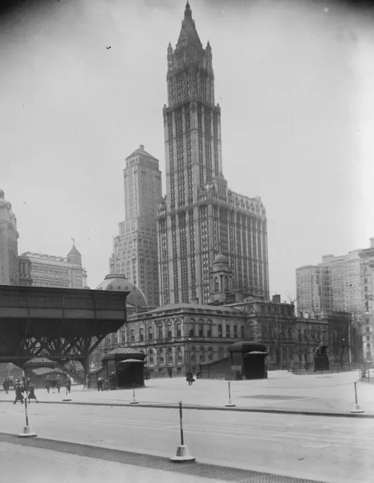 Framed Print : New York Views. The Woolworth and Transportation buildings and the City Hall. 1928 Framed Print : New York Views. The Woolworth and Transportation buildings and the City Hall. 1928