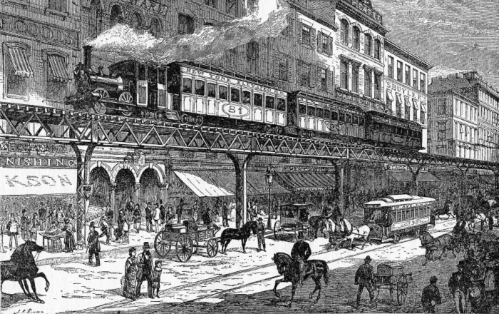 Framed Print : New Yorks New Elevated Railway This line has not been constructed without considerable Framed Print : New Yorks New Elevated Railway This line has not been constructed without considerable