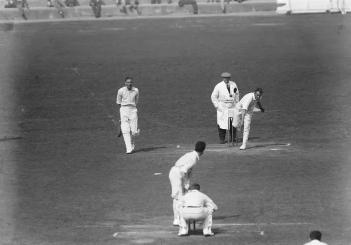 Framed Print : New Zealand bowlers in action. H M McGirr, the New Zealander, bowling against Framed Print : New Zealand bowlers in action. H M McGirr, the New Zealander, bowling against