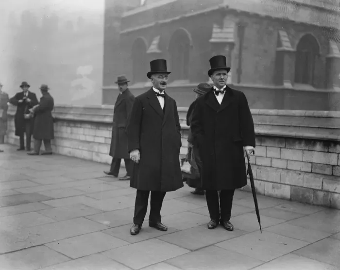 Framed Print : Newly elected Parliament assembles. Left to right, Col J P Hodge ( Preston ) and Mr L Collison Framed Print : Newly elected Parliament assembles. Left to right, Col J P Hodge ( Preston ) and Mr L Collison