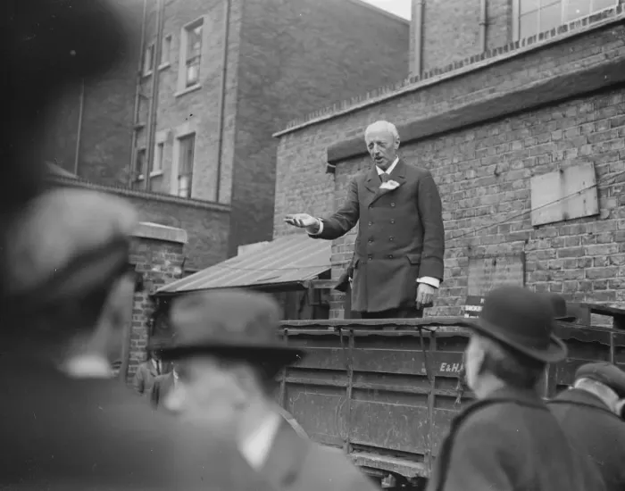 Framed Print : North West Camberwell Election Dr MacNamara at Ropas Motor Works 29 March 1920 Framed Print : North West Camberwell Election Dr MacNamara at Ropas Motor Works 29 March 1920