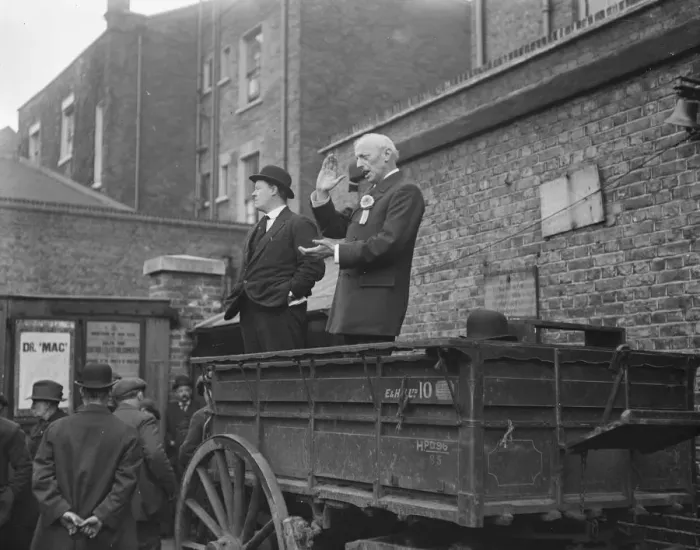 Framed Print : North West Camberwell Election Dr MacNamara at Ropas Motor Works 29 March 1920 Framed Print : North West Camberwell Election Dr MacNamara at Ropas Motor Works 29 March 1920
