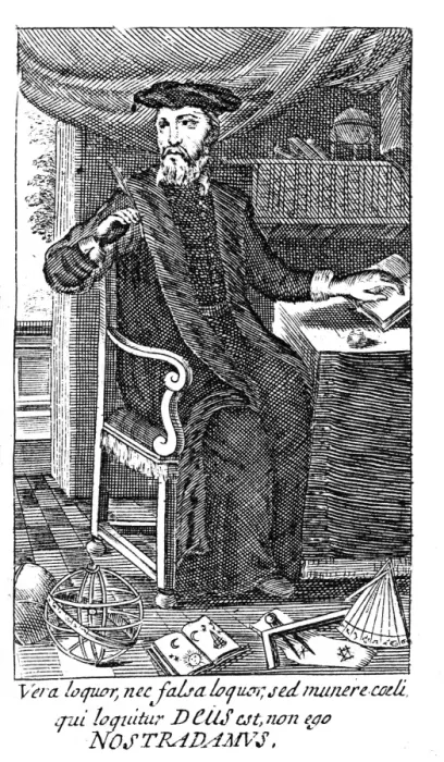 Framed Print : NOSTRADAMUS Portrait of Nostradamus - engraving from the Life of Nostradamus section