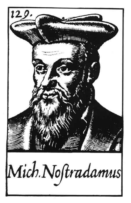 Framed Print : NOSTRADAMUS - PORTRAIT OF NOSTRADAMUS A woodcut portrait of Michel Nostradamus, probably