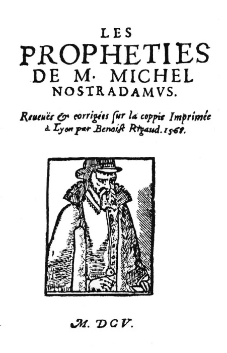 Framed Print : NOSTRADAMUS - TITLEPAGE Titlepage of Les Propheties de M. Michel Nostradamus - a