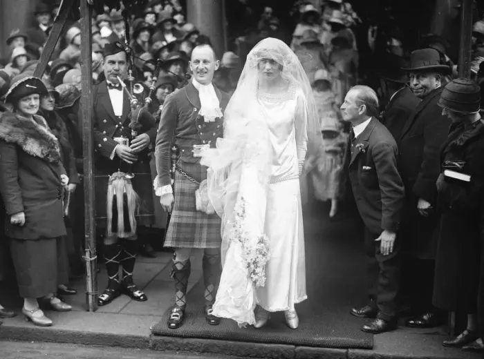 Framed Print : Notable wedding at the CHurch of Scotland. The marriage took place at St Columba s