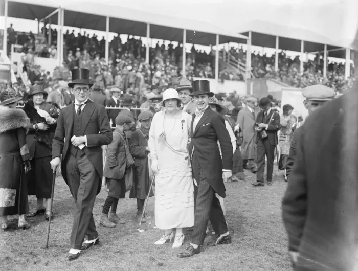 Framed Print : Oaks day at Epsom Lady Nulton and her son 6 June 1924 Framed Print : Oaks day at Epsom Lady Nulton and her son 6 June 1924