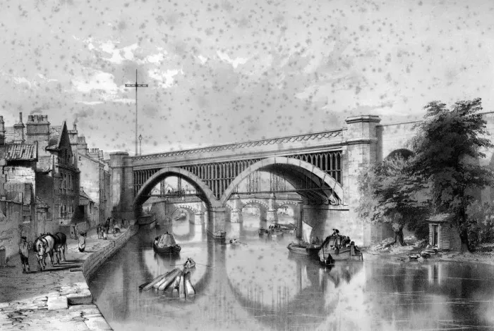 Framed Print : Oblique wooden bridge, Bath Framed Print : Oblique wooden bridge, Bath