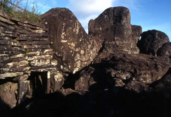 Framed Print : OBSERVATORIES - Easter Island The so-called houses on the edge of the volcano