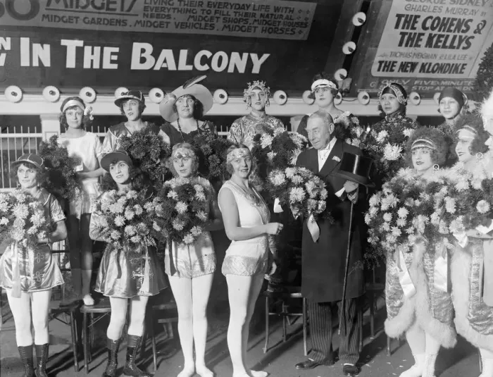 Framed Print : Olympia Circus opens. Earl of Lonsdale being greeted by lady Circus artistes. 20 Framed Print : Olympia Circus opens. Earl of Lonsdale being greeted by lady Circus artistes. 20