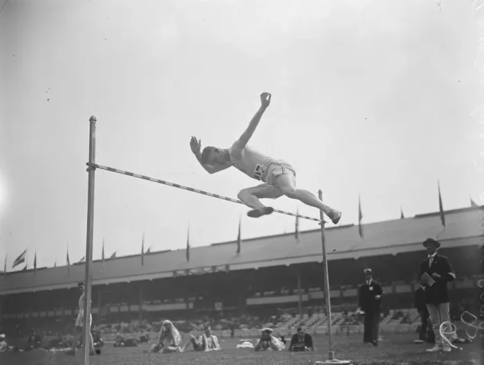 Framed Print : Olympic Games at Antwerp John Murphy ( USA ) in the high jump competition 24 August Framed Print : Olympic Games at Antwerp John Murphy ( USA ) in the high jump competition 24 August