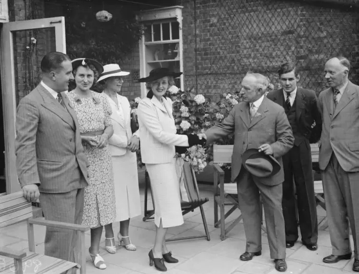 Framed Print : Opening of Rowtill Grange Fete, in Wilmington, Kent by Miss Evelyn Laye. 1938 Framed Print : Opening of Rowtill Grange Fete, in Wilmington, Kent by Miss Evelyn Laye. 1938