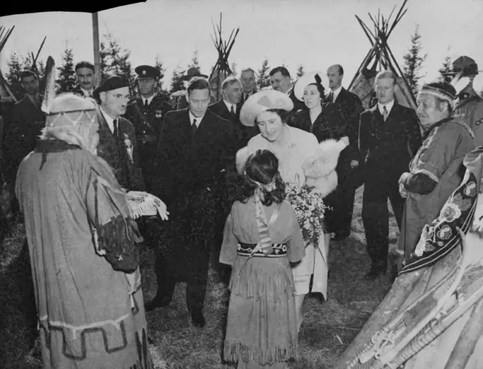 Framed Print : Original caption: The Royal Visit to Canada. The King and Queen visited the Ojibway Framed Print : Original caption: The Royal Visit to Canada. The King and Queen visited the Ojibway