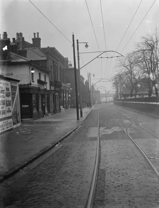 Framed Print : Overhead electrical trolleybus wires. 1937 Framed Print : Overhead electrical trolleybus wires. 1937