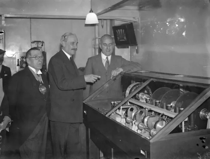 Framed Print : P. M. G. And Astronomer Royal Inaugurate Telephone Talking Clock. The Postmaster - general