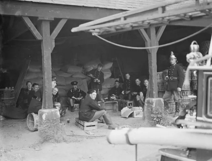 Framed Print : Padham farm fire in Swanley. Fireman take a break from fighting the fire Framed Print : Padham farm fire in Swanley. Fireman take a break from fighting the fire