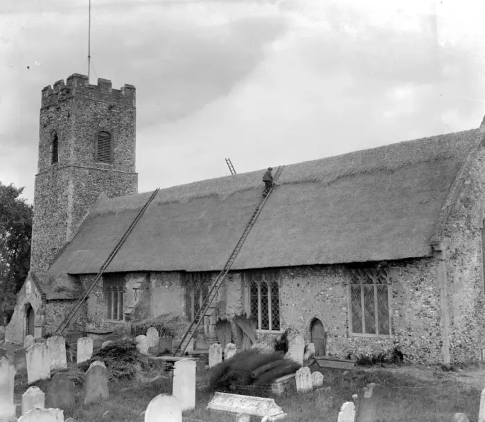 Framed Print : Pakefield Church near Lowestoft the only double ridged thatched church in the country Framed Print : Pakefield Church near Lowestoft the only double ridged thatched church in the country