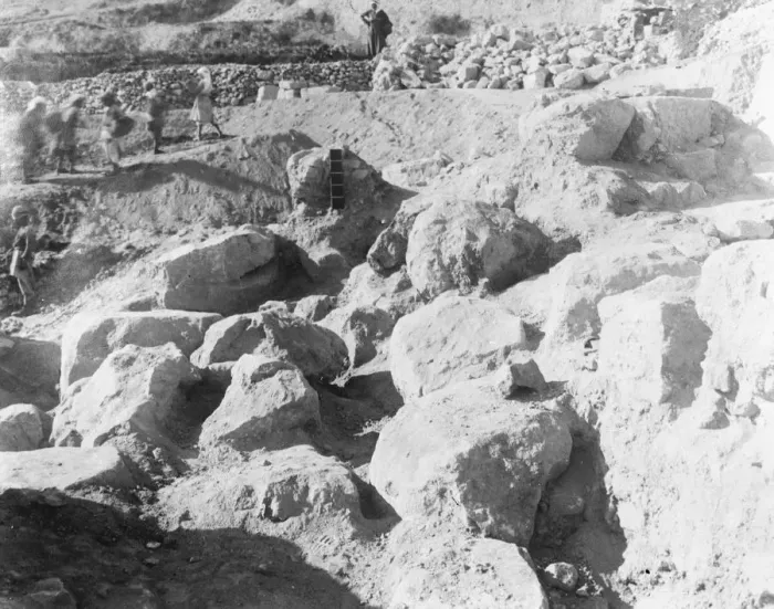 Framed Print : Palestine excavation A closer view of the breach made by David as viewed from the East