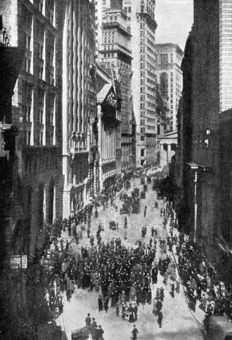 Framed Print : Panic of 1907 also known as the 1907 Bankers Panic. The scene of Harrimans Great