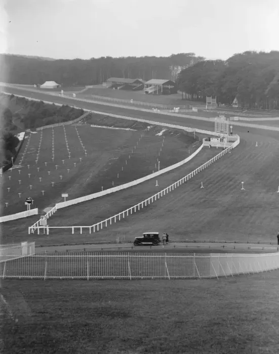 Framed Print : Panorama of Goodwood race course. The race track. 27 July 1929 Framed Print : Panorama of Goodwood race course. The race track. 27 July 1929