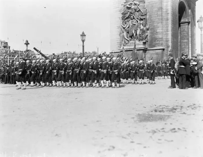 Framed Print : Paris Victory March American naval detachment in the procession 14 July 1919 Framed Print : Paris Victory March American naval detachment in the procession 14 July 1919