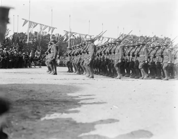 Framed Print : Paris Victory March American troops in the procession 14 July 1919