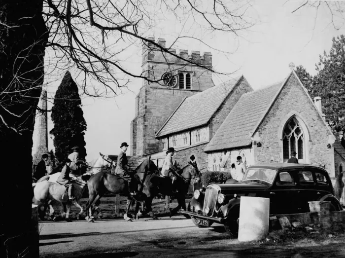 Framed Print : Parish Church and local hunt Rusper Sussex Framed Print : Parish Church and local hunt Rusper Sussex
