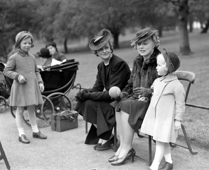 Framed Print : In the park Mrs. C. V. Blundell with her children Caroline and Dermet, and Lady Child