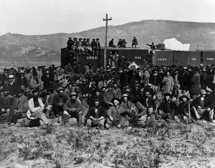 Framed Print : Paymasters car at Blue Creek Station. From 250 in 1865 the construction forces grew to 10