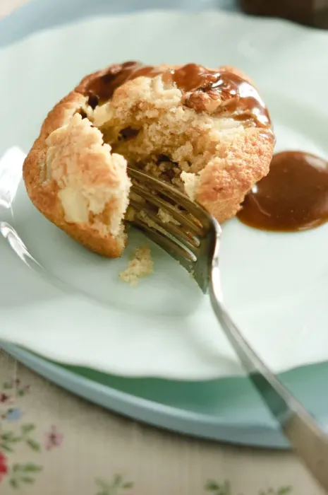 Framed Print : Pear and walnut muffin with toffee sauce credit: Marie-Louise Avery  /  thePictureKitchen