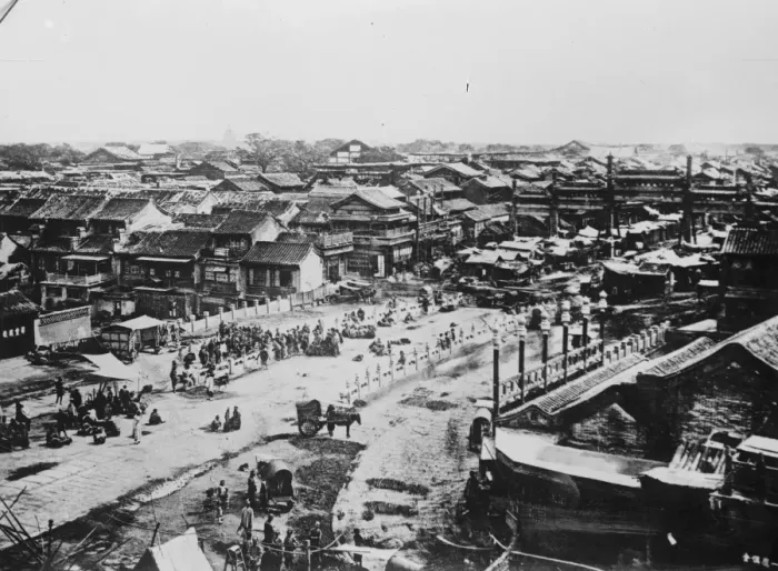Framed Print : Peking. The main street and Beggars Bridge viewed from the city wall. May 1928 Framed Print : Peking. The main street and Beggars Bridge viewed from the city wall. May 1928