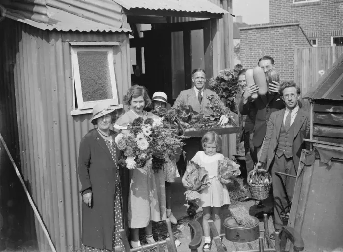 Framed Print : People leaving a horticulture show with their produce. 1935 Framed Print : People leaving a horticulture show with their produce. 1935