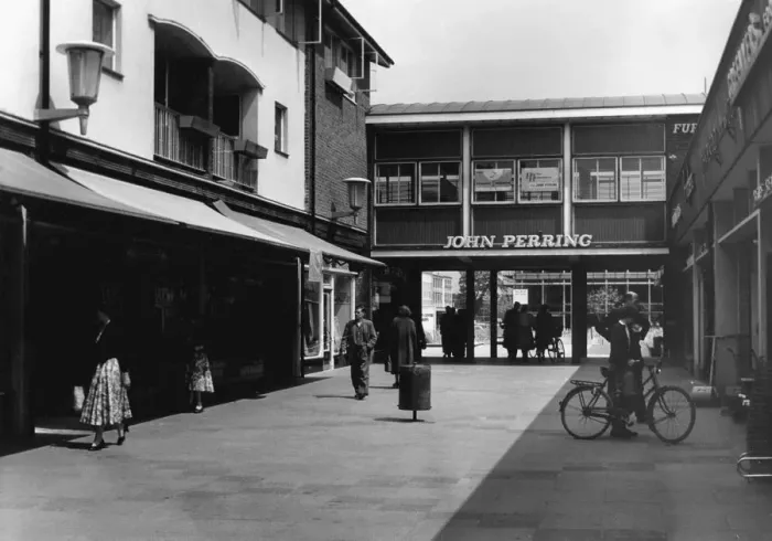 Framed Print : People shopping in New Town Crawley Sussex Framed Print : People shopping in New Town Crawley Sussex