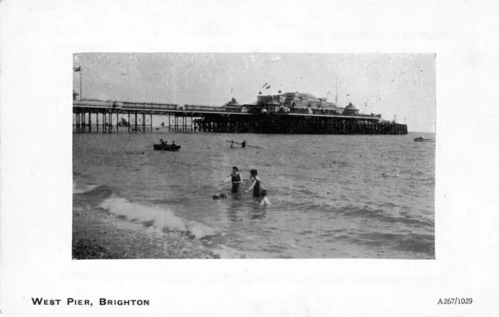 Framed Print : Some people swimming in the sea near West Pier, Brighton, East Sussex, England Framed Print : Some people swimming in the sea near West Pier, Brighton, East Sussex, England