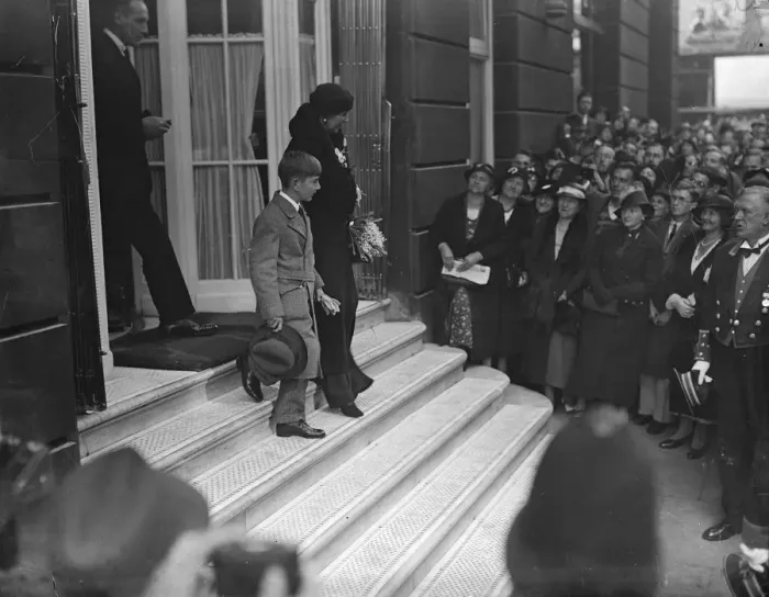 Framed Print : Peter, the new boy king of Yugoslavia, leaves the Ritz with his grandmother, Queen
