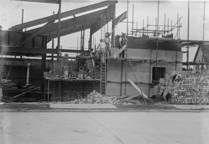 Framed Print : The Petts Wood cinema under construction in Kent. 1936 Framed Print : The Petts Wood cinema under construction in Kent. 1936
