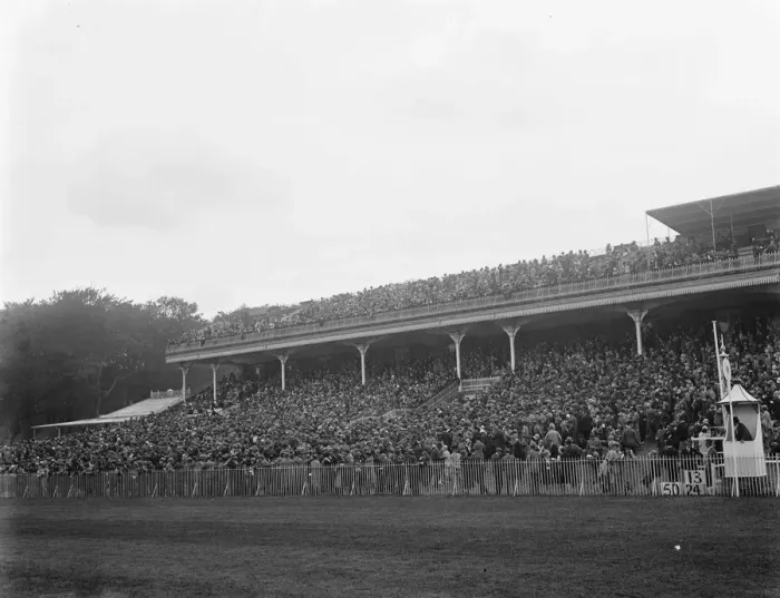 Framed Print : Picture of Goodwood specially taken for Mr Hubbard. The crowded spectator stands Framed Print : Picture of Goodwood specially taken for Mr Hubbard. The crowded spectator stands