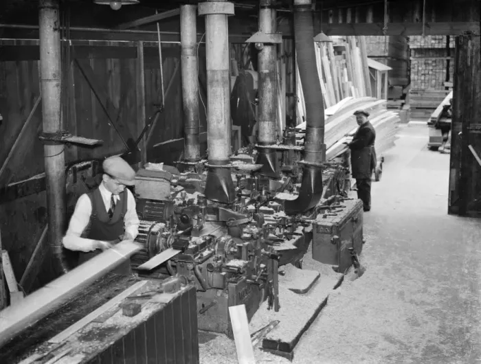 Framed Print : Plaining wood planks at the at the G Ellis joinery works in Hackney Framed Print : Plaining wood planks at the at the G Ellis joinery works in Hackney