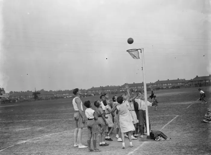 Framed Print : Play leadership. Penhill. Netball. 1937