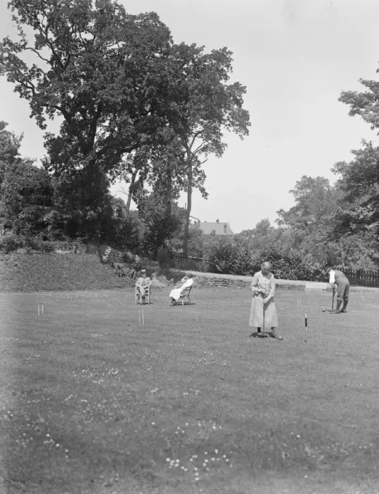 Framed Print : Playing croquet on the lawns at Oakhill. 1928 Framed Print : Playing croquet on the lawns at Oakhill. 1928