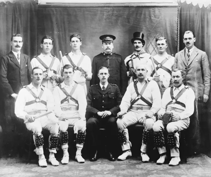 Framed Print : Policemen as morris dancers The Chief Constable and members of the Oxford city Police Framed Print : Policemen as morris dancers The Chief Constable and members of the Oxford city Police