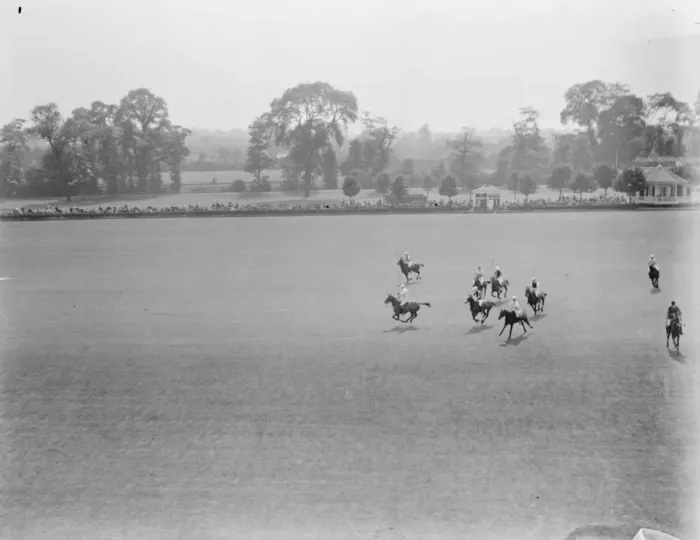 Framed Print : Polo at Ranlagh A run down the field during the polo match at Ranelagh between the Ouidnuncs Framed Print : Polo at Ranlagh A run down the field during the polo match at Ranelagh between the Ouidnuncs