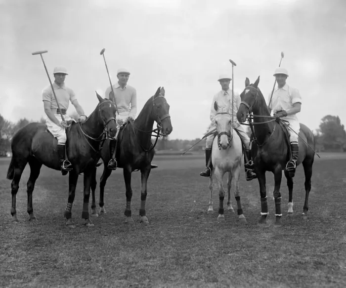 Framed Print : Polo at the Roehampton Club - the American team, from left to right; GC Runsey