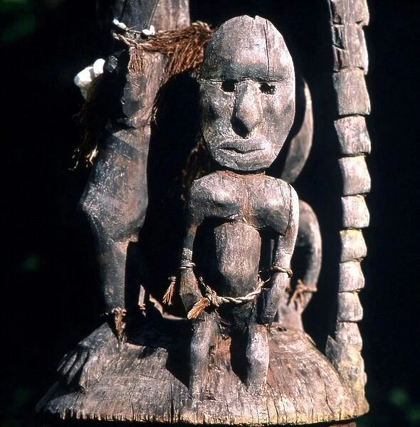 POLYNESIAN MYTHOLOGY Detail of Polynesian statue in private collection on the island