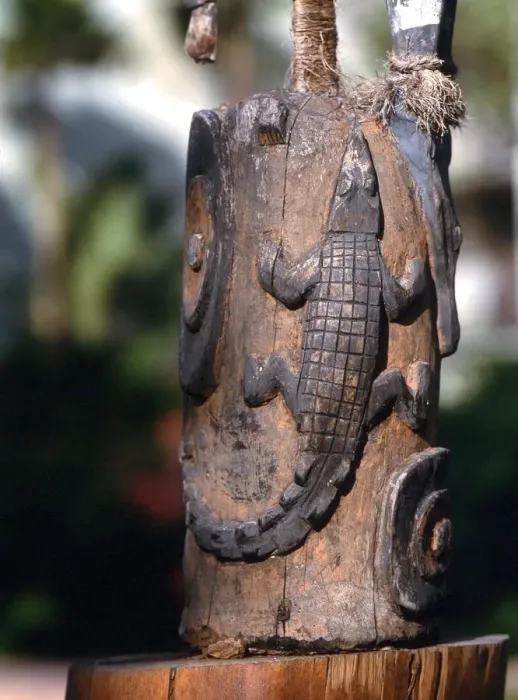 Framed Print : POLYNESIAN MYTHOLOGY Polynesian wooden magical statue, of a lizard, carved on Framed Print : POLYNESIAN MYTHOLOGY Polynesian wooden magical statue, of a lizard, carved on